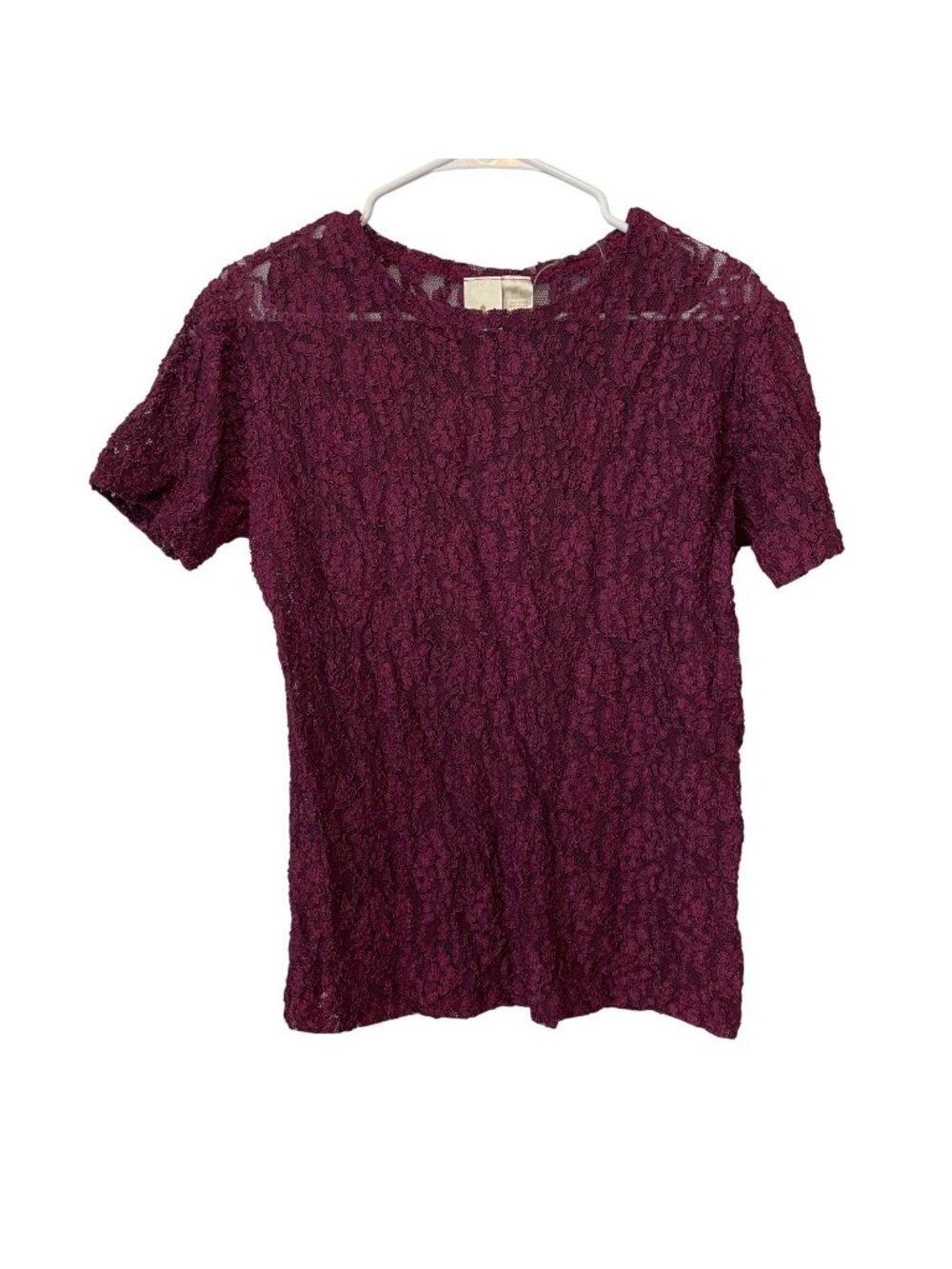 Vintage Victorias Secret Large Lace Overlay Short Sleeve Top